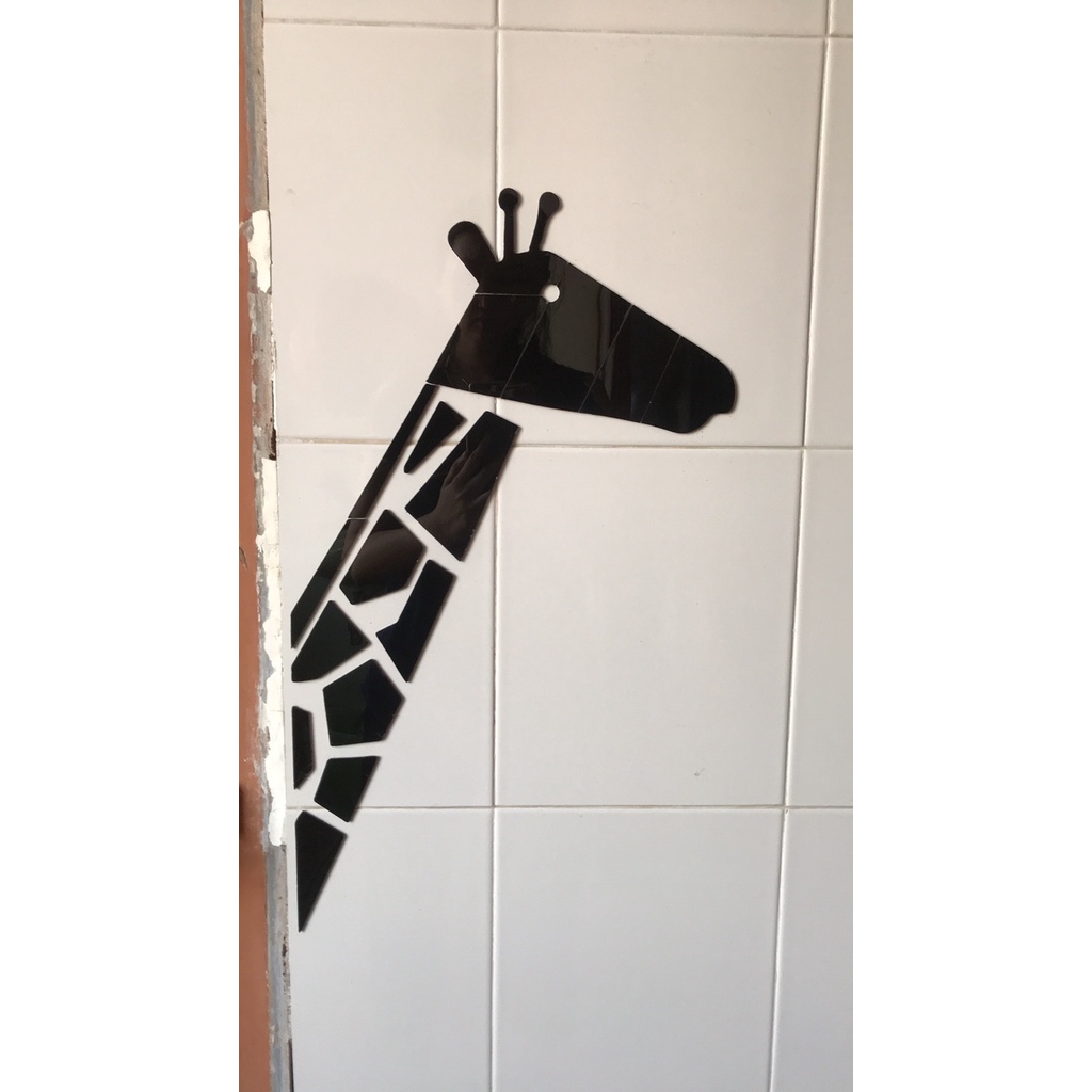 Tranh dán tường mica 3d decor khổ lớn hươu cao cổ Dán Cửa trang trí mầm non, phòng cho bé Nhiều Size - EPeBen