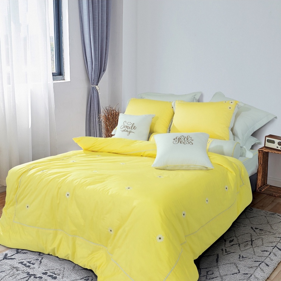 Bộ ga gối EVERON Cotton Satin họa tiết hoa thêu ESC22003 nhiều kích thước