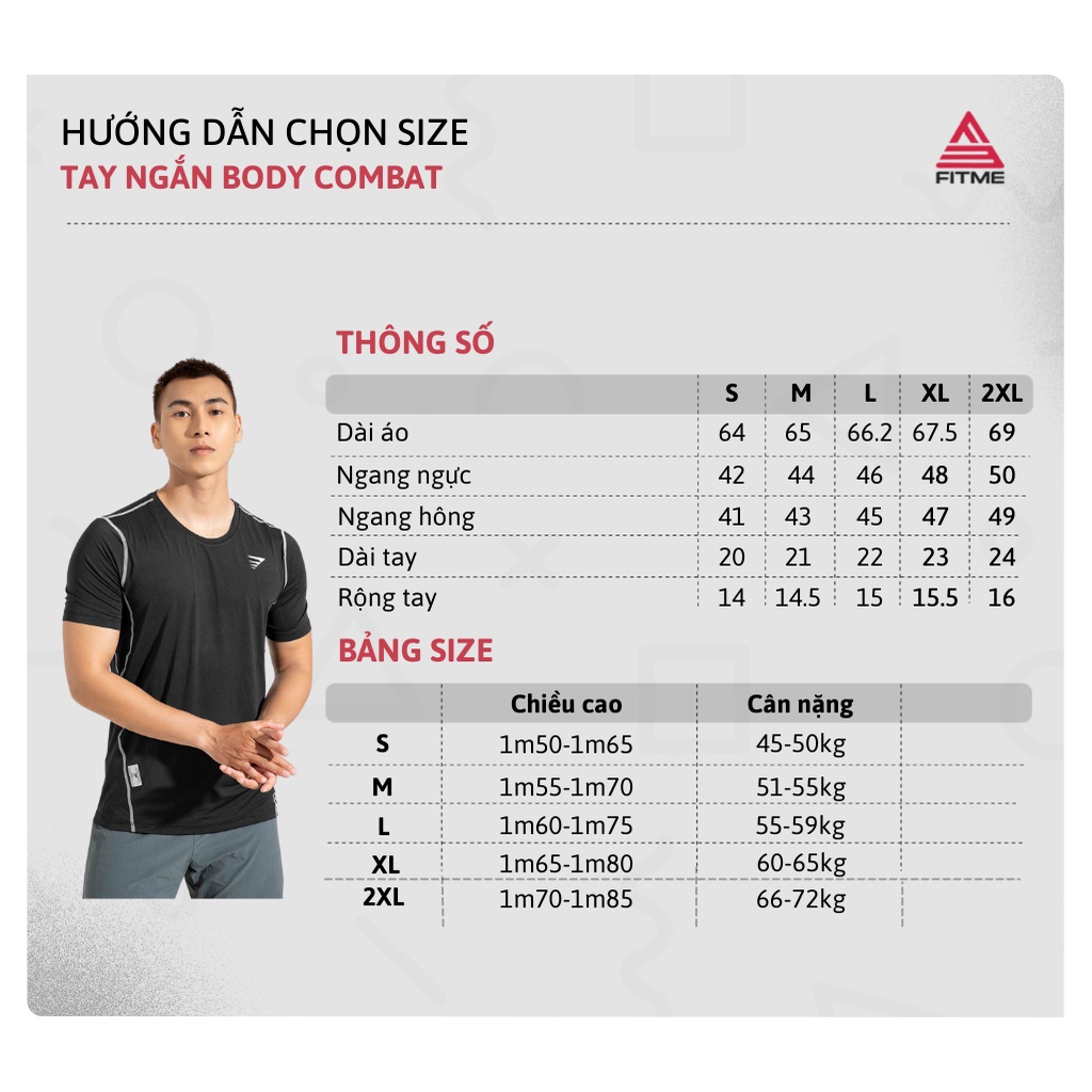 Áo tập gym tay ngắn Fitme Combat thể thao nam ABTN