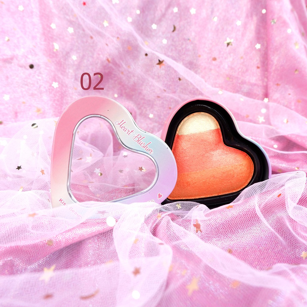 Phấn má kiêm bắt sáng thiết kế hộp thiếc cao cấp Kiss Beauty Heart Blusher 8g NPP Shoptido | BigBuy360 - bigbuy360.vn
