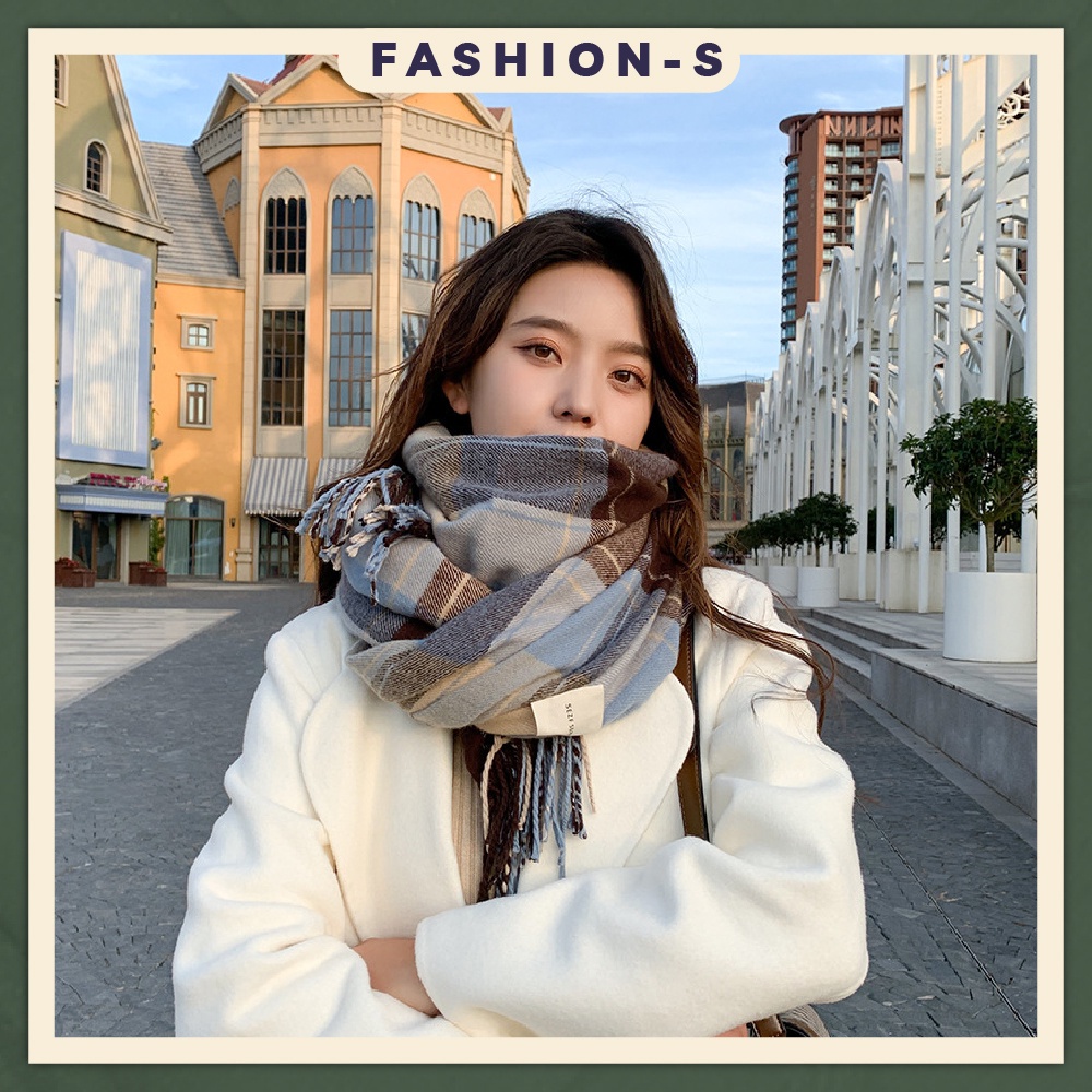 Khăn choàng cổ, khăn quoàng cổ, khăn choàng cổ nữ họa tiết sọc kẻ ấm áp FS17 - FASHION S