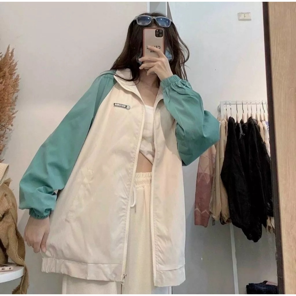 Áo Khoác Dù Bomber Nam Nữ Sét Khóa Phối Màu Dễ Thương, Vải Dù 2 Lớp Mẫu Hot Trend