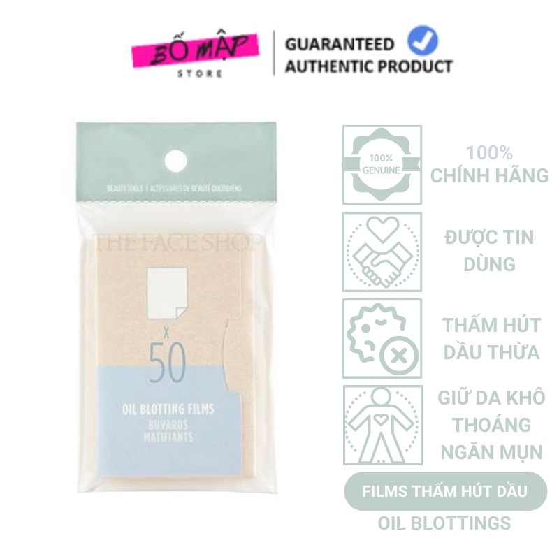 [SALE] [CAM KẾT 100% CHÍNH HÃNG] Giấy thấm dầu OIL BLOTTING FILMS Hàn Quốc 50 miếng