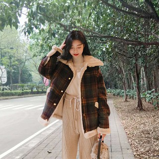 Áo khoác caro lót lông siêu mềm