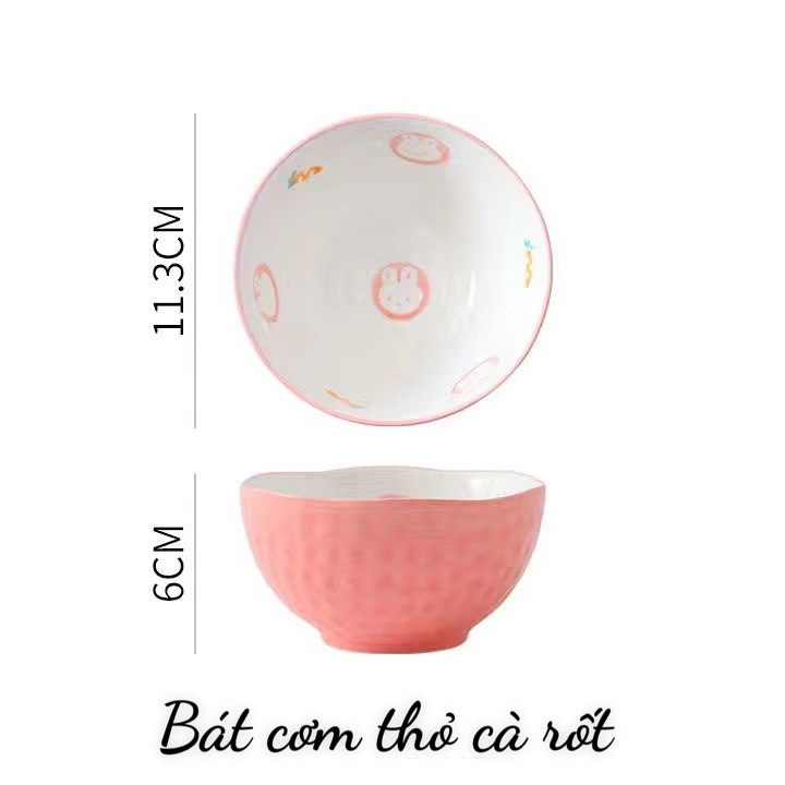 Bát Ăn Cơm Bộ Bát Đĩa Decor Chén Dĩa Sứ Mầu Hồng Dễ Thương Cute Cao Cấp V56
