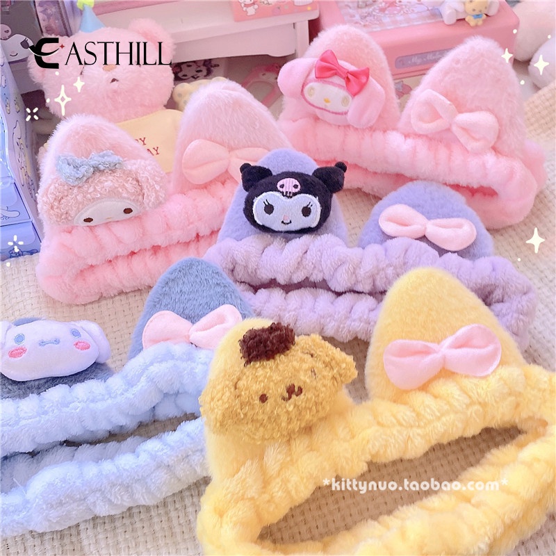 Băng Đô Rửa Mặt/Trang Điểm Co Giãn Hình Búp Bê Cinnamoroll Kuromi Mymelody Cho Nữ