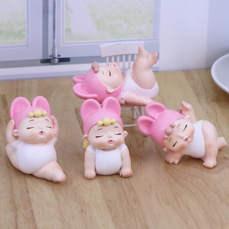 Tượng bé gái bé mập tập Yoga Cao Cấp để bàn trang trí cực CUTE Búp bê