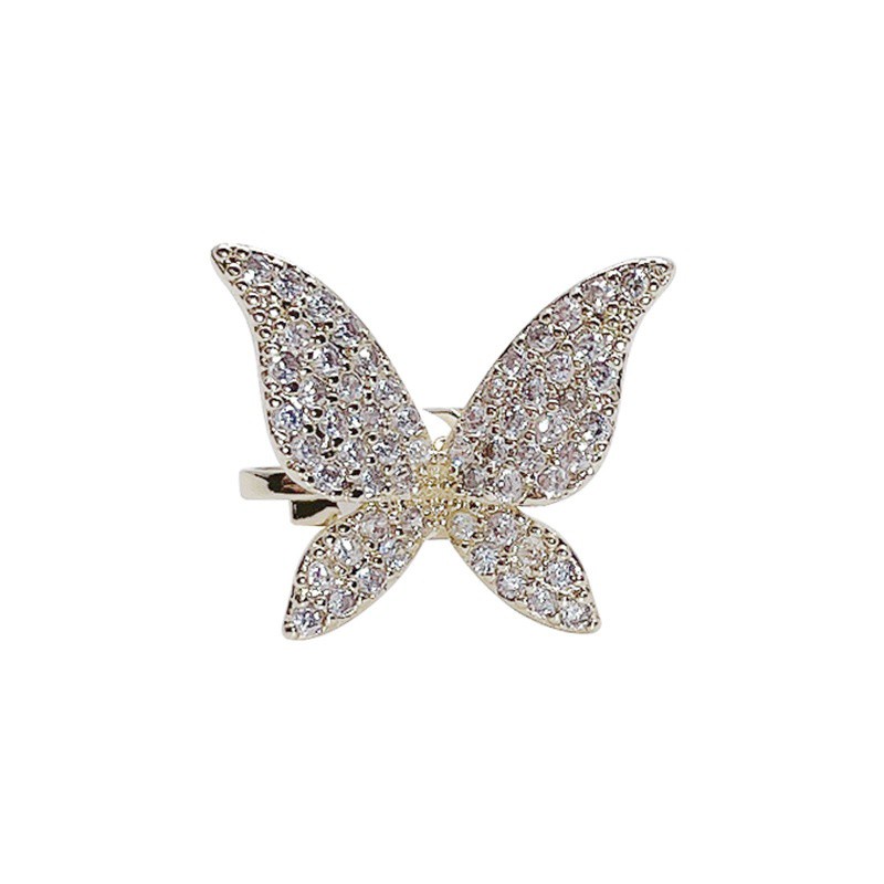 Khuyên Kẹp Vành Tai Không Xỏ Lỗ Hình Bướm Đính Kim Cương Toàn Diện Phong Cách Hàn Quốc Đơn Giản Và Đa Năng Dành Cho Bạn Nữ