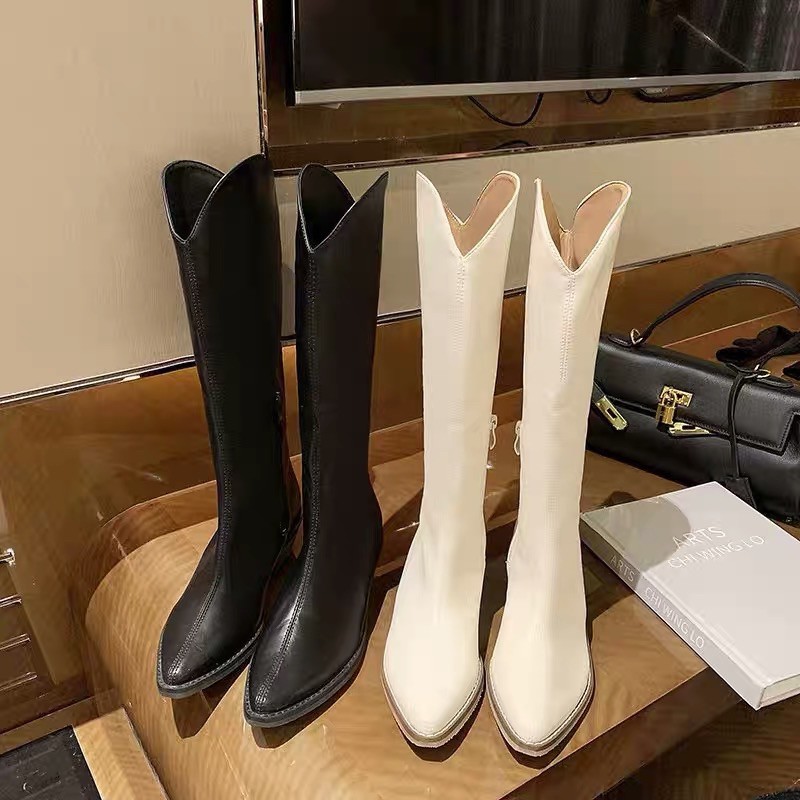 Boot cao cổ V nude đen | BigBuy360 - bigbuy360.vn