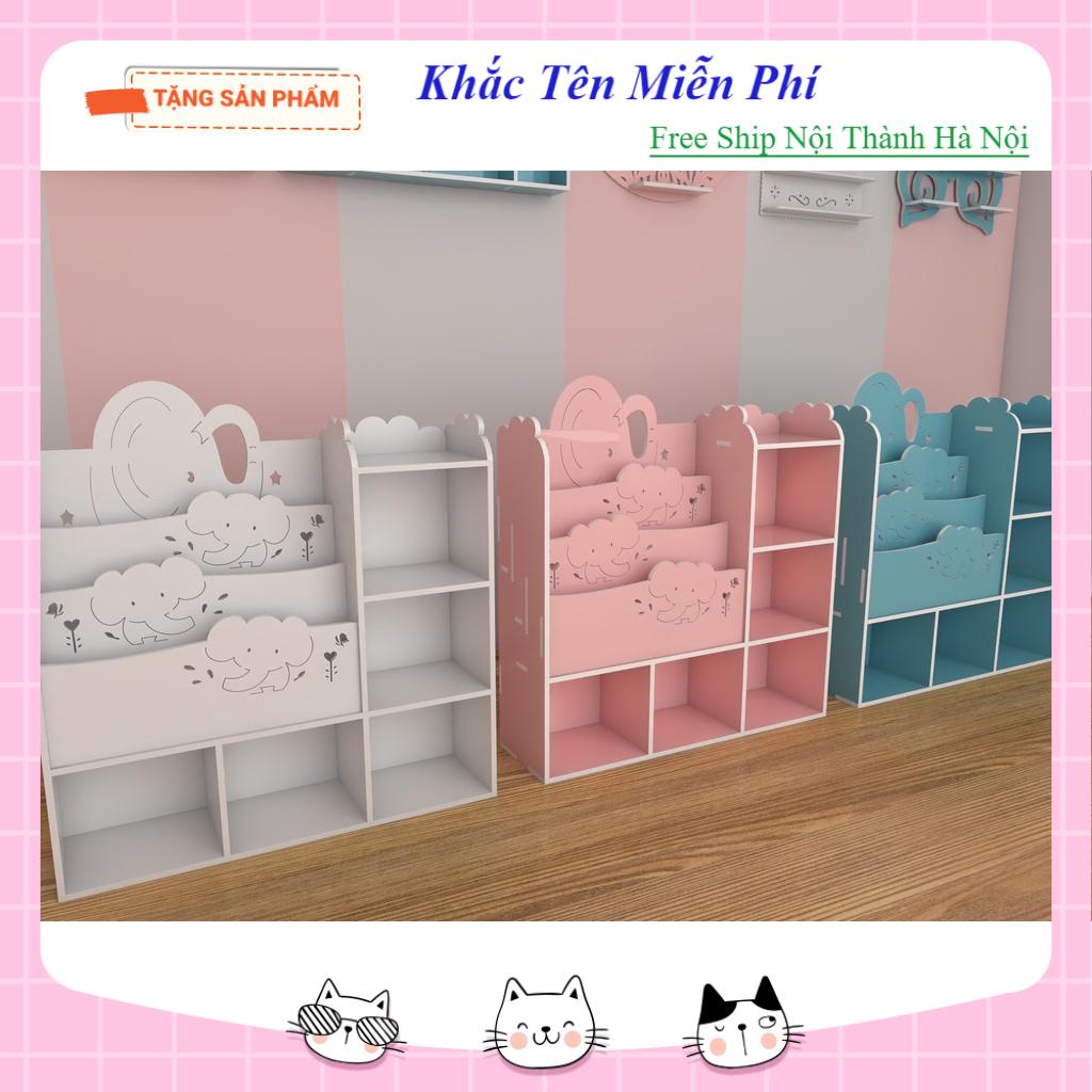 Kệ sách cho bé hình Voi kèm 5 ngăn đồ full bộ có vít