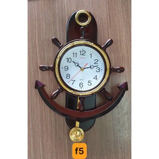 Đồng Hồ Treo Tường Mỏ Neo Giả Gỗ Có Lắc F5 Size Vừa