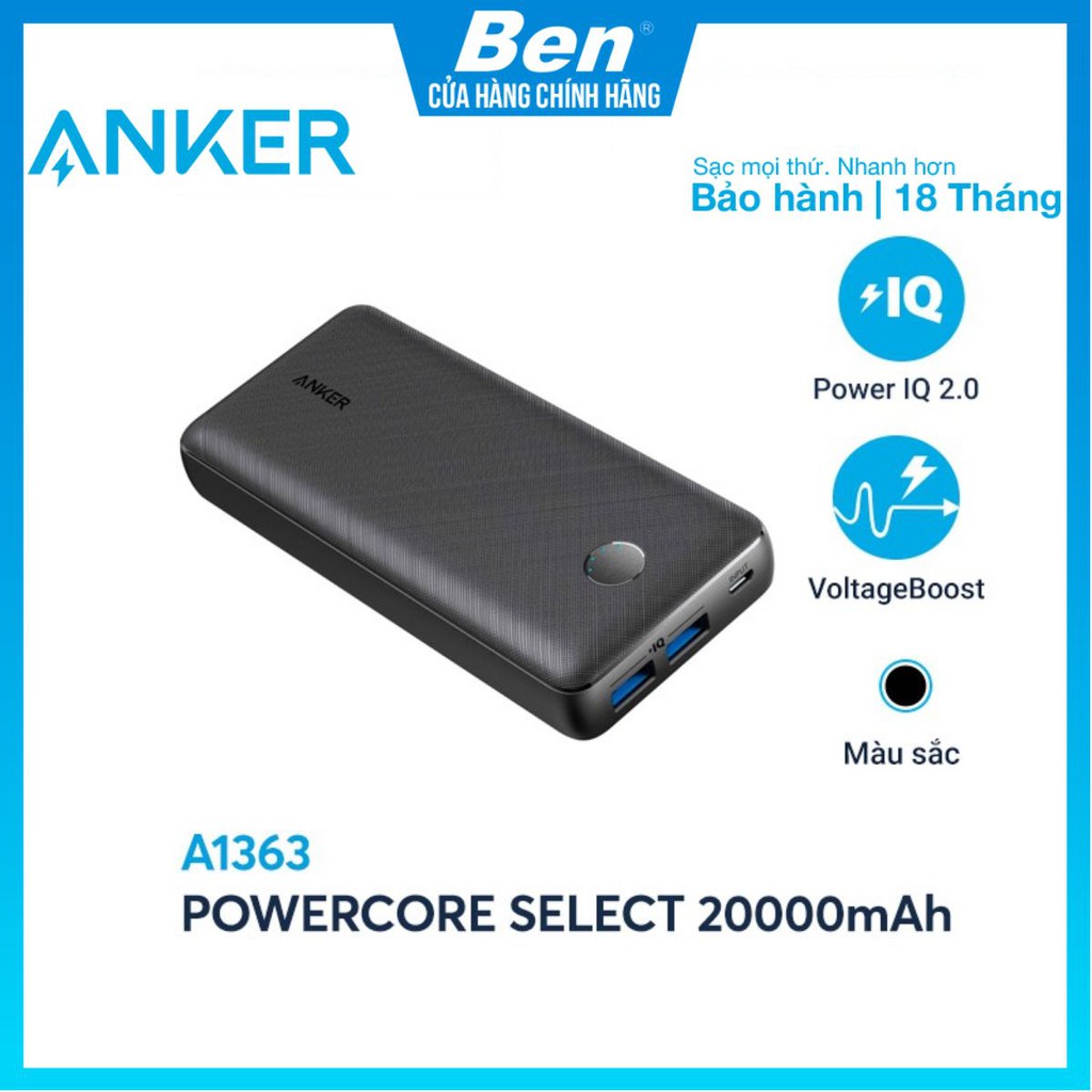 Pin sạc dự phòng ANKER PowerCore Select 20000mAh - A1363