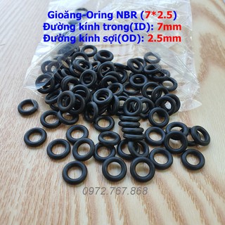 Gioăng cao su NBR 7*2.5mm (giá 100 cái) đường trong 7mm, đường kính ngoài 12mm, dày 2.5mm