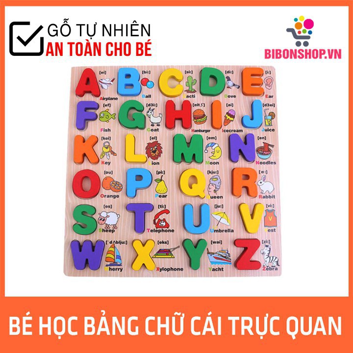 Bảng Chữ Cái Nổi In Hoa Song Ngữ Bằng Gỗ Giúp Bé Học Tiếng Anh