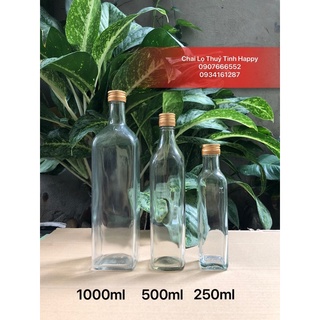 Set 10 Chai vuông thuỷ tinh nắp thiếc 500ml