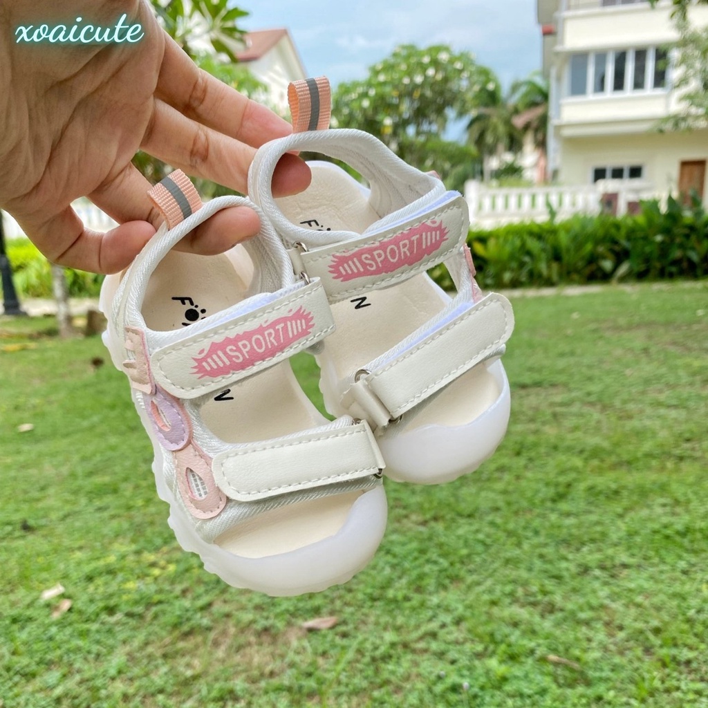 Dép sandal quai hậu cho bé gái  đi học đi chơi êm nhẹ có quai dán phía trước