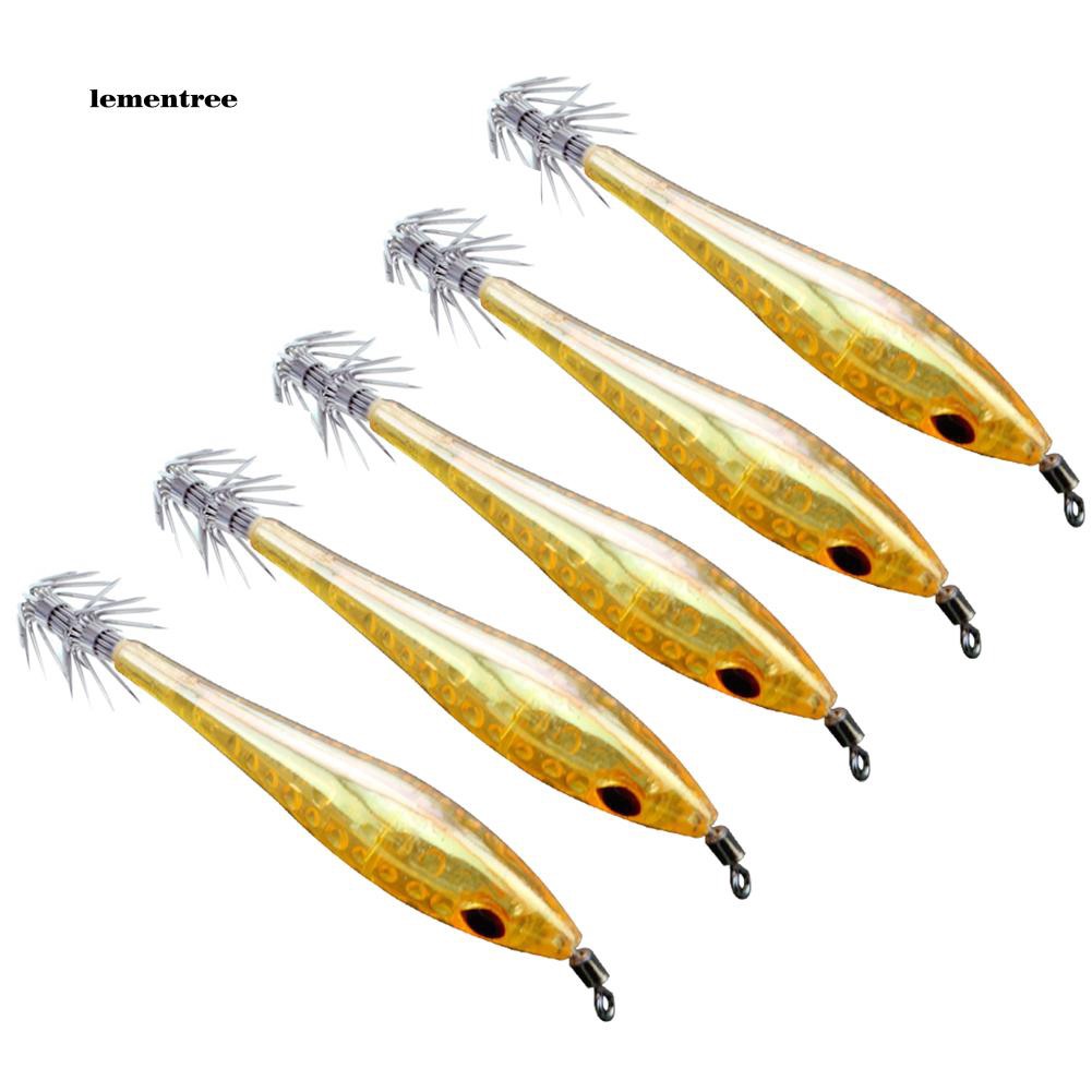 Set 5 Mồi Câu Cá Giả Dạ Quang Dạng Mực Cứng 10cm