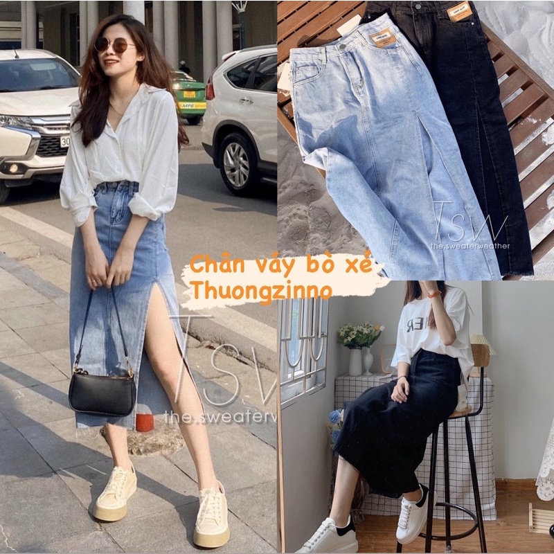 [ẢNH THẬT/VIDEO]CHÂN VÁY BÒ mác da XẺ TÀ GAM MÀU HÀN QUỐC