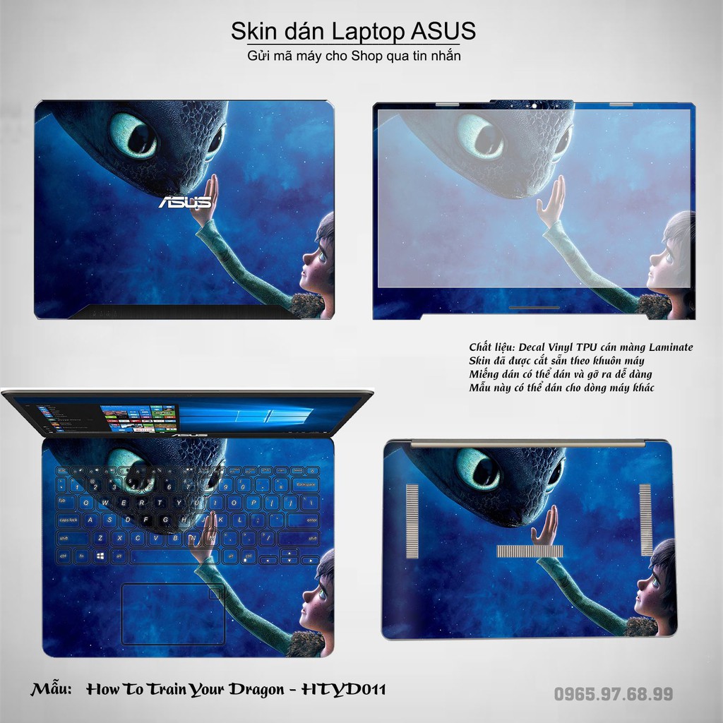 Skin dán Laptop Asus in hình bí kíp luyện rồng (inbox mã máy cho Shop)