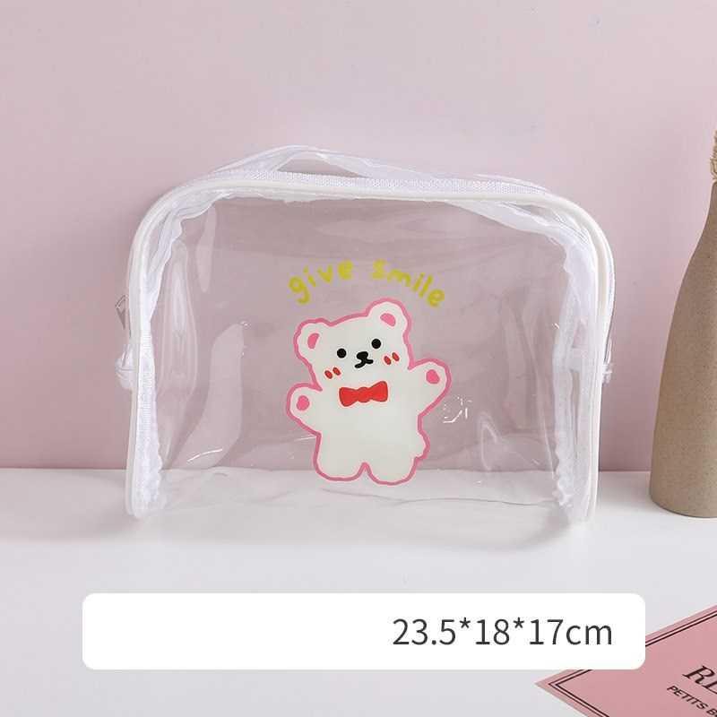 Hộp Bút, Túi Đựng Makeup Clear Jelly Pouch Bear Club