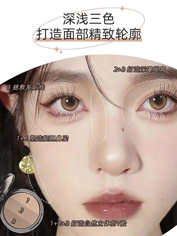 Bảng phấn Phấn má Derf  3 Màu tạo khối Tông Nhũ Và Lì Trang Điểm | BigBuy360 - bigbuy360.vn