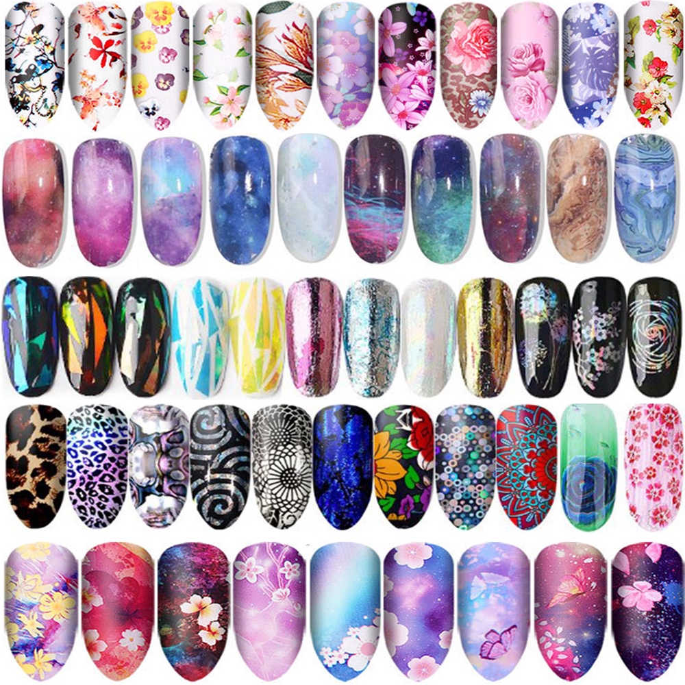 [Hàng mới về] Sticker lá nhôm trang điểm móng nghệ thuật hiệu ứng ba chiều