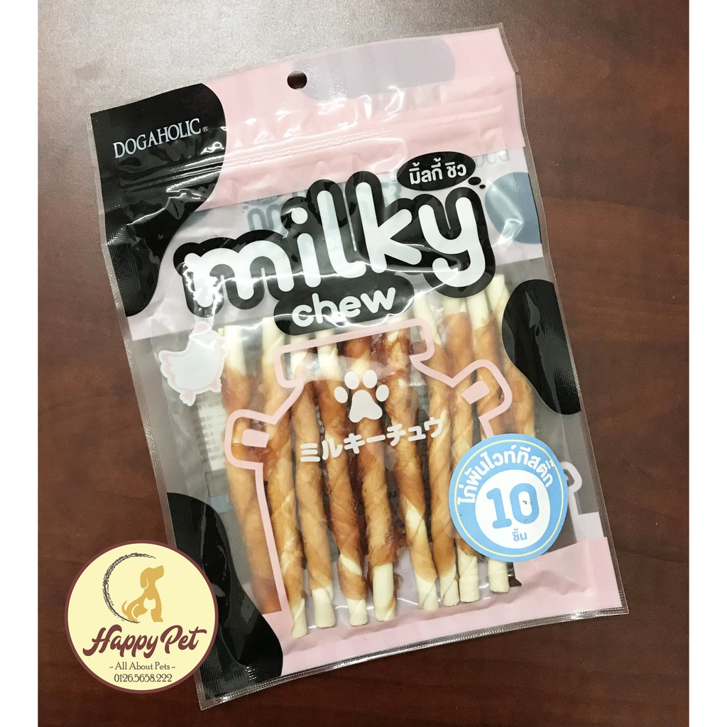 [HSD 2023] XƯƠNG GẶM CHO CÚN VỊ SỮA QUẤN THỊT GÀ - HÌNH THANH DÀI [ MILKY CHEW ]