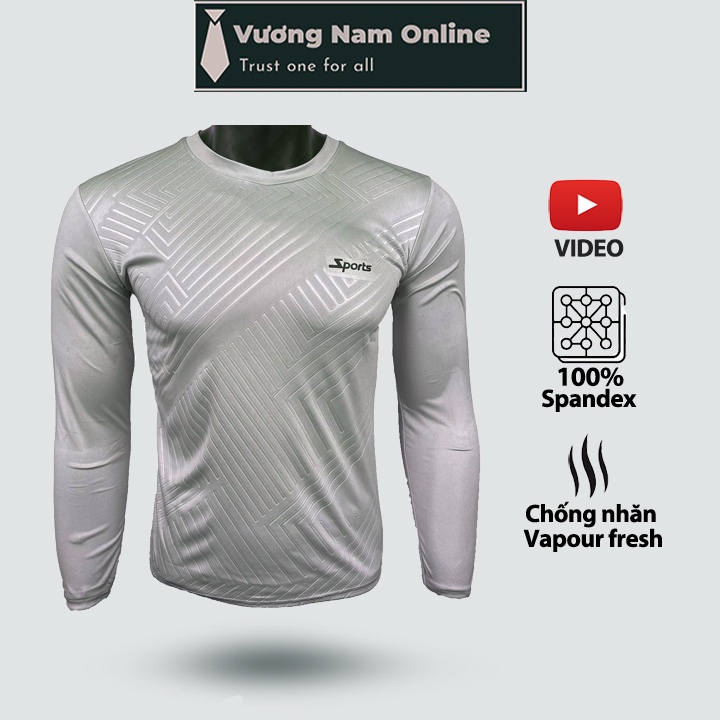Áo thun nam tay dài, áo giữ nhiệt thể thao cổ tròn thun lạnh đẹp cao cấp dập vân VN21I