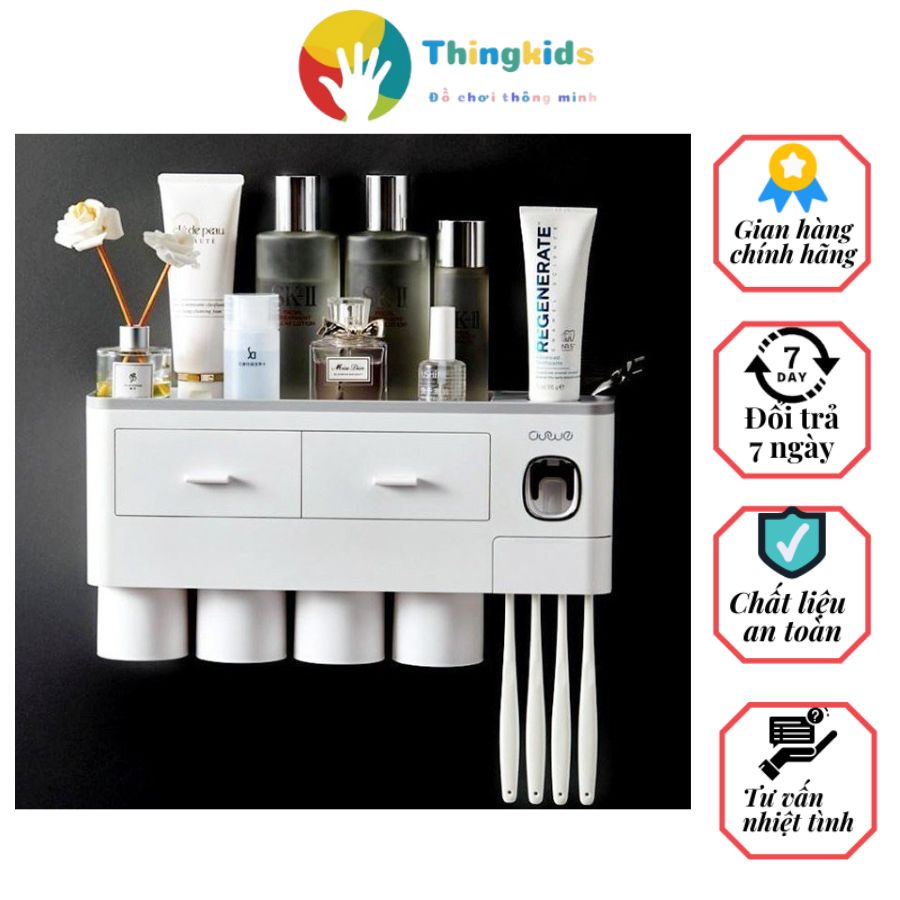 Kệ để đồ phòng tắm đa năng lắp đặt dính tường kèm cốc từ tính - OEKEM - Thingkids