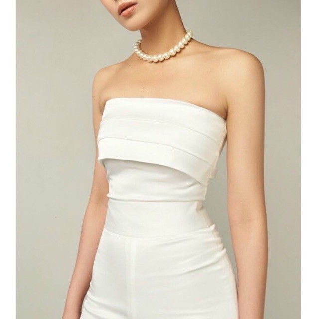 |Ảnh Thật| Áo Lụa Satin Không Dây Nữ Xếp Li Ngực Dáng Suông Cực Sexy Sang Trọng