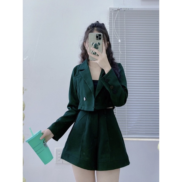 Áo khoác vest crop tay dài