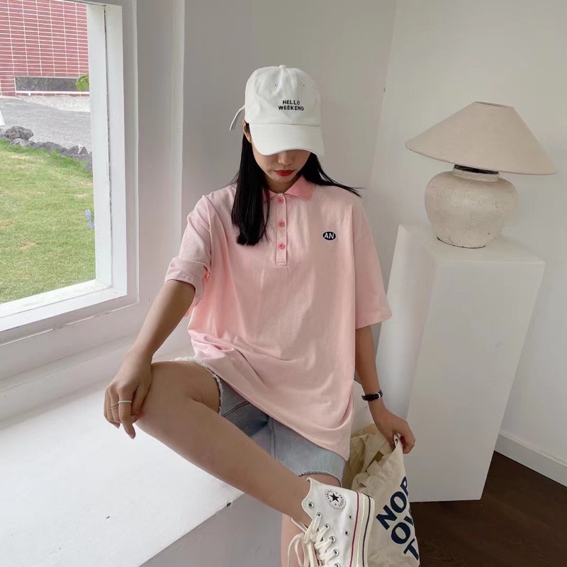 Áo Polo Nữ Form Rộng Phối Cực Xinh - Áo Phông Có Cổ Ulzzang Chất Cotton Mềm Mát Freesize M1175