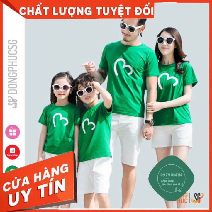 Áo thun giá sỉ Áo thun gia đình 3/4/5 người Đồng phục gia đình đi biển Thun cotton dày dặn Màu xanh két GD401XK