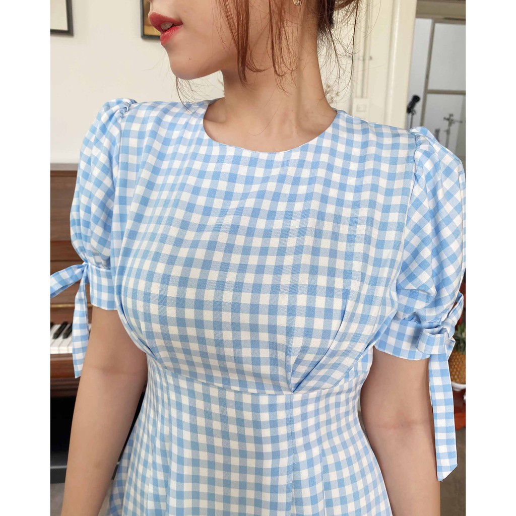 [Mã SKAMA06 giảm 8% tối đa 50K đơn 250K] Đầm công sở caro xanh cá tính form dài | BigBuy360 - bigbuy360.vn