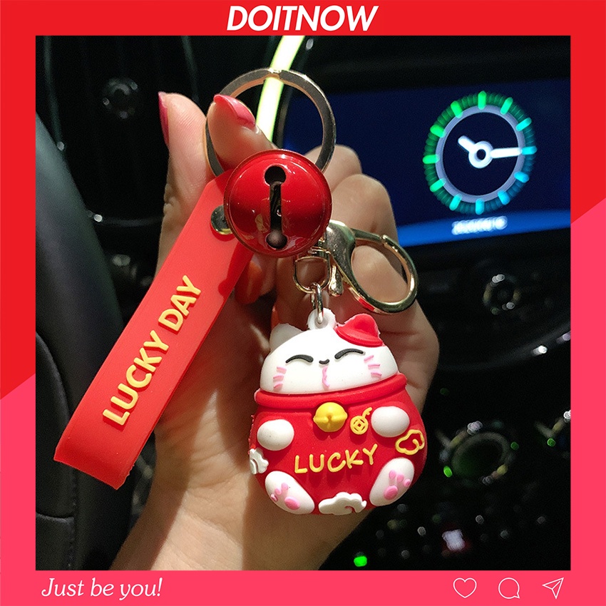 Móc khóa ô tô mèo may mắn Maneki Mako cute, móc chìa khóa xe máy mèo thần tài đáng yêu đem đến Tài Lộc và May Mắn MK12