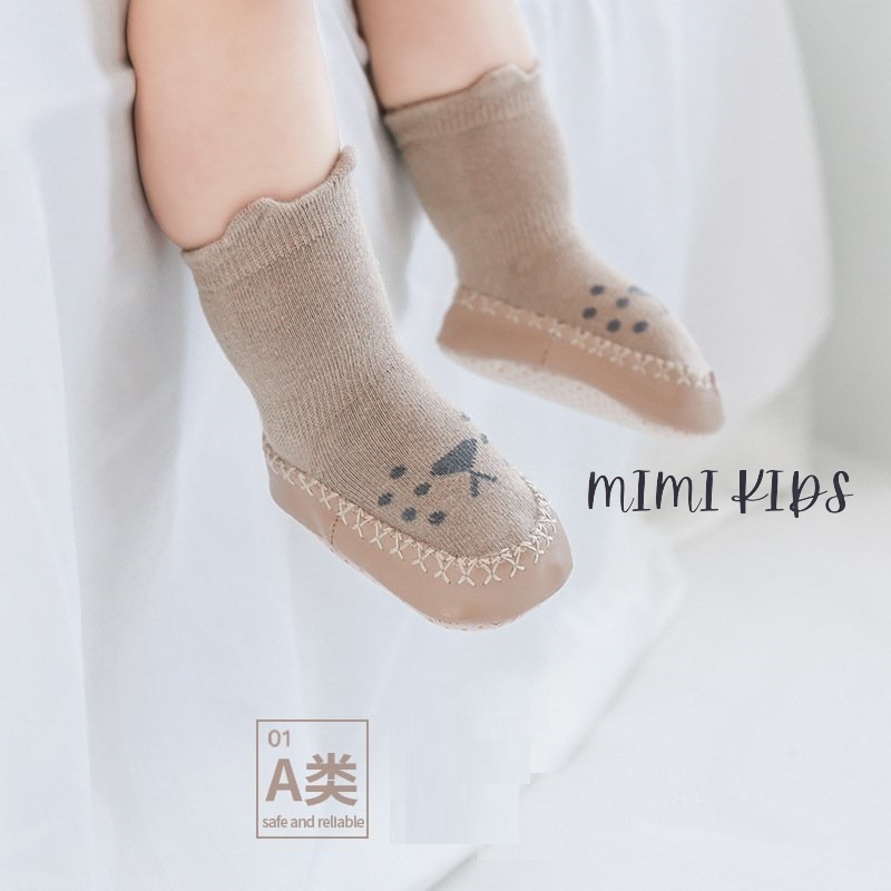 Giày tất tập đi chống trơn trượt hình gấu cho bé mimi kids T08