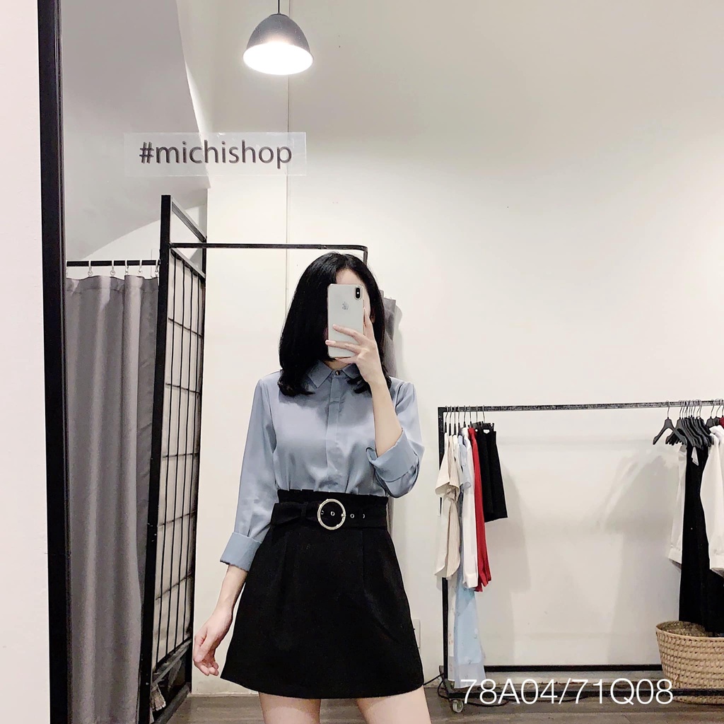 Áo sơ mi lụa nẹp cúc hot hit màu hồng-xanh-trắng - 78A04