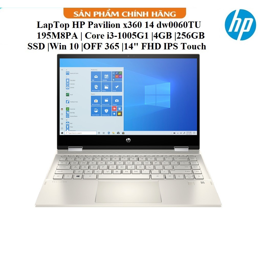 LapTop HP Pavilion x360 14 dw0060TU - 195M8PA |Core i3-1005G1 |4GB |256GB SSD |Win 10 |OFF 365 |14" FHD IPS Touch | BigBuy360 - bigbuy360.vn