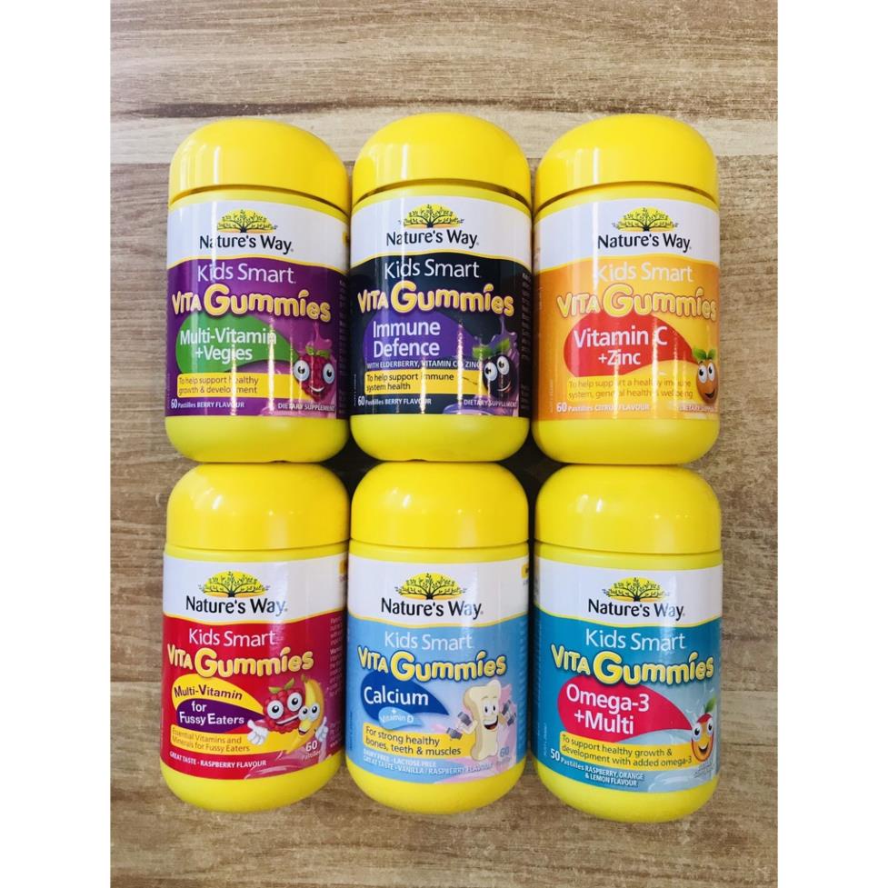 Vita Gummies Nature's Way  Kẹo gum bổ sung vitamin cho bé - 50 viên - 60 viên - 6 vị