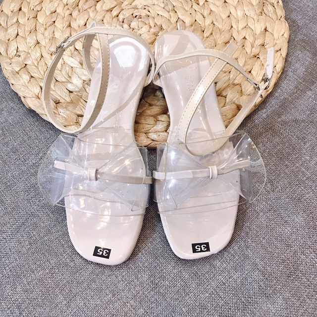 [Kho sỉ giày dép nữ] GIÀY SANDAL NỮ QUAI TRONG NƠ GÓT 2p SIÊU ĐIỆU ĐÀ NỮ TÍNH