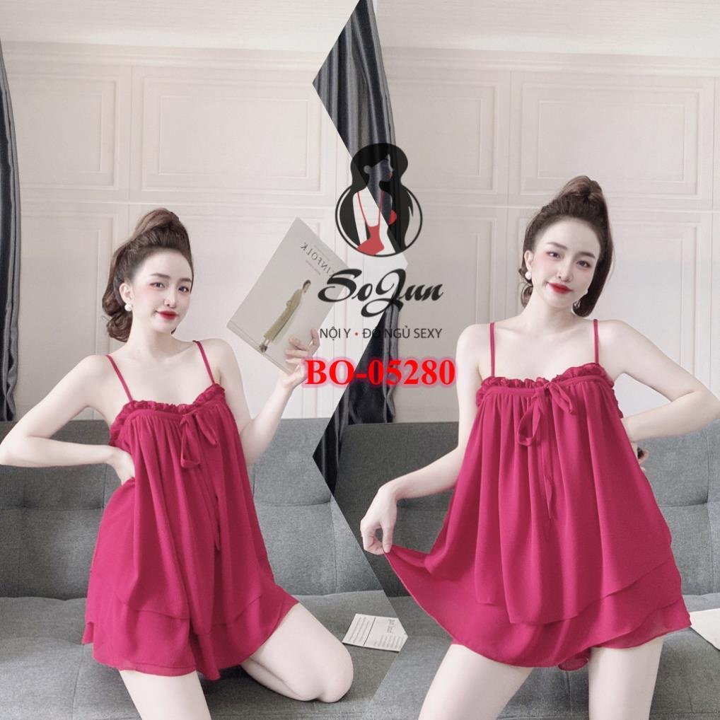 Đồ Mặc Nhà BigSize nữ ❣️FREE SHIP ❣️ Bộ Chiffon Nhún Bèo BO-05280 size 45<75 kg | BigBuy360 - bigbuy360.vn
