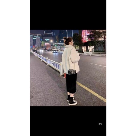 Sét Áo Khoác Lông Màu Trắng Kèm Váy Body Màu Đen Ulzzang | BigBuy360 - bigbuy360.vn