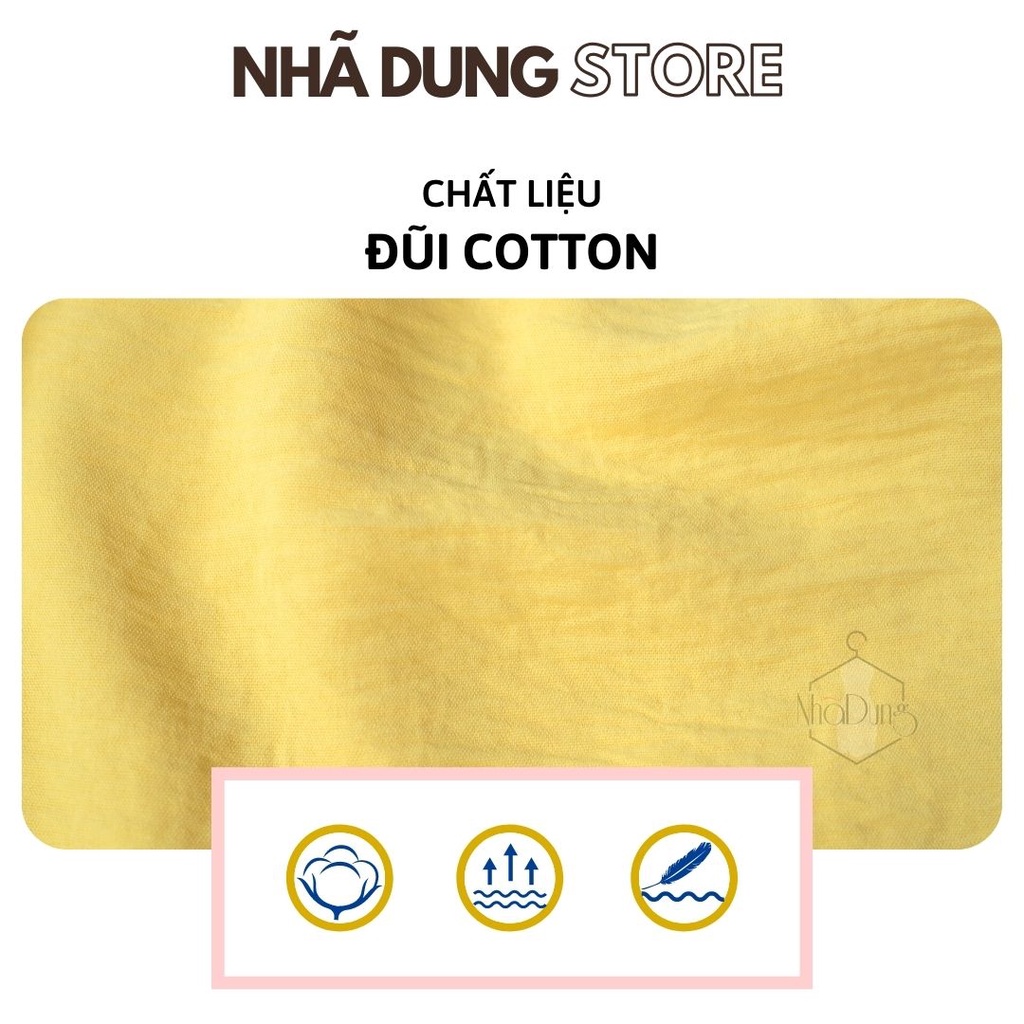 Đồ bộ nữ mặc nhà sát nách chất vải đũi nhăn mềm mát mẻ cách điệu nút áo dễ thương từ 40-70kg