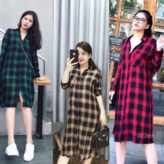 Váy sơ mi dáng suông bầu bí bon chen