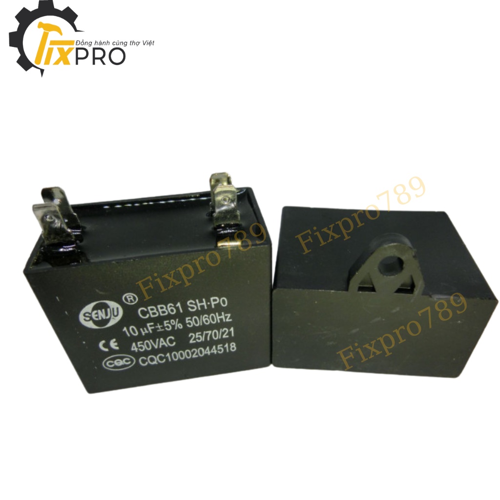 Tụ quạt CBB61 1uF - 10uF 450VAC  4 chân cắm jack chính hãng SENJU