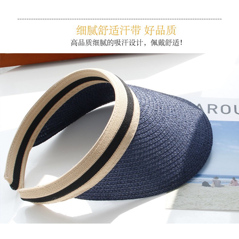 2019 raffia topless hat sun-proof hand-woven straw hat Korean style female summer duck tongue holiday travel Sun