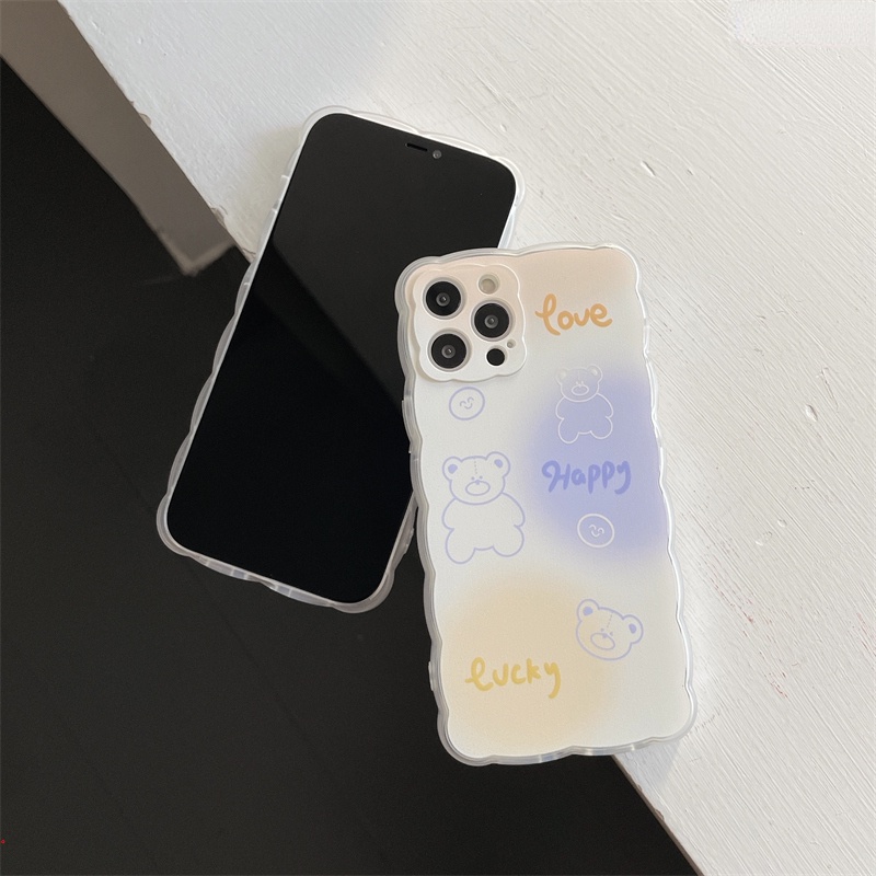 Ốp Điện Thoại Mềm Họa Tiết Gấu Màu Gradient Cho iPhone 13 12 11 Pro Max X XR XS Max 6S 7 8 Plus