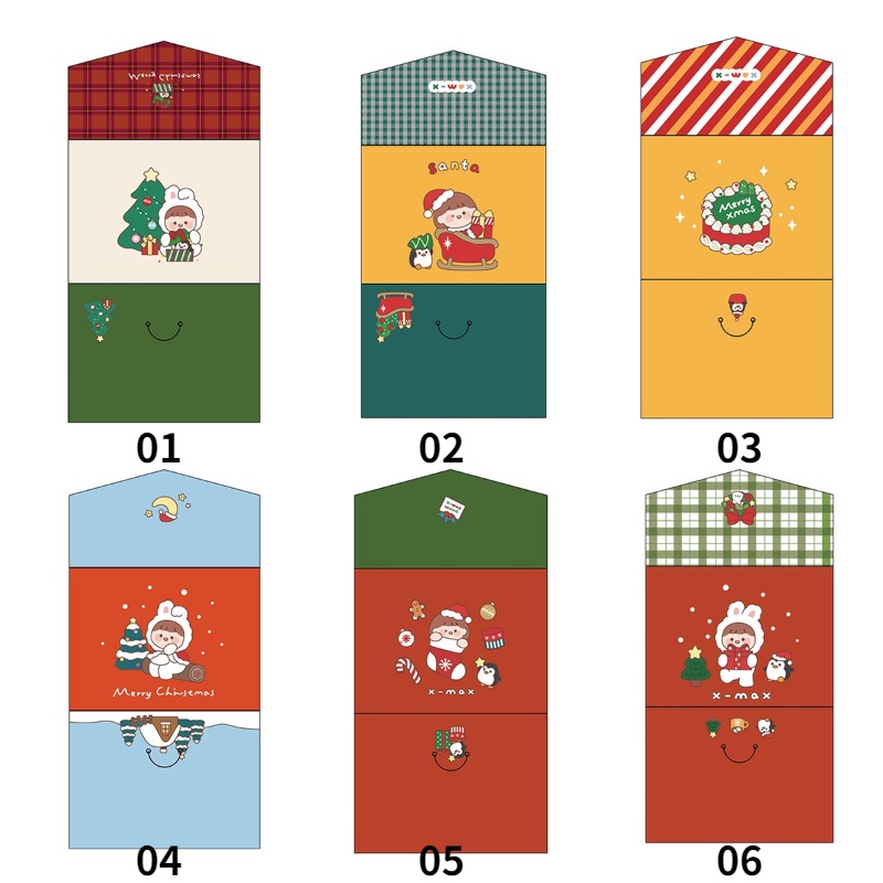 Thiệp chúc mừng giáng sinh/sinh nhật họa tiết hoạt hình dễ thương có thể gấp gọn