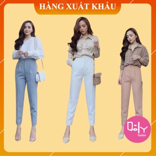 Quần tây công sở khuy vải 1 ly - Quần tây nữ baggy chất tuyết mưa dễ phối đồ siêu tôn dáng