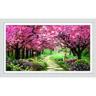 Tranh thêu chữ thập Phong cảnh con đường tình yêu 164*77cm LV3071 - tự thêu (thêu kín 100% trên nền vải trắng)